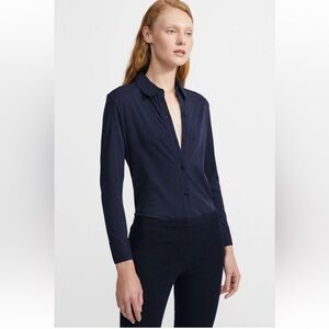 Theory Riduro Long Sleeve Tee Navy Size Large